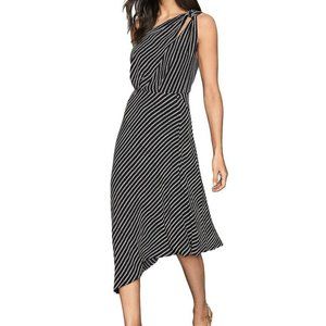 REISS Della Asymmetric Crepe Midi Dress